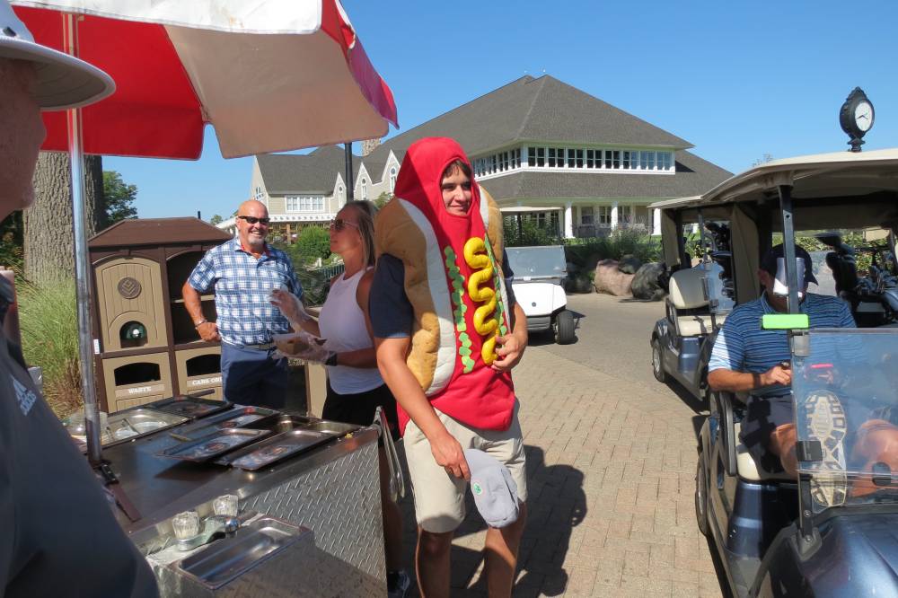 Hotdog man in hotdog suit